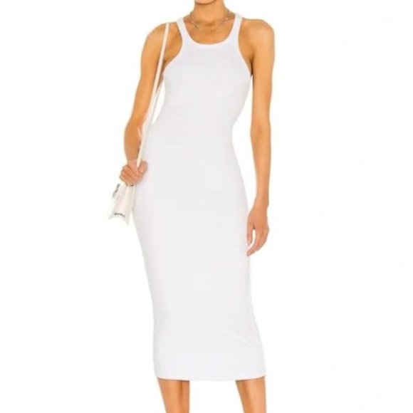 LNA Skinny Racer Midi Tank Dress Ribbed Knit - Picture 1 of 4